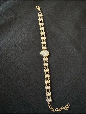 Gold-Tone Pavé Oval Center Bracelet - Women Jewelry